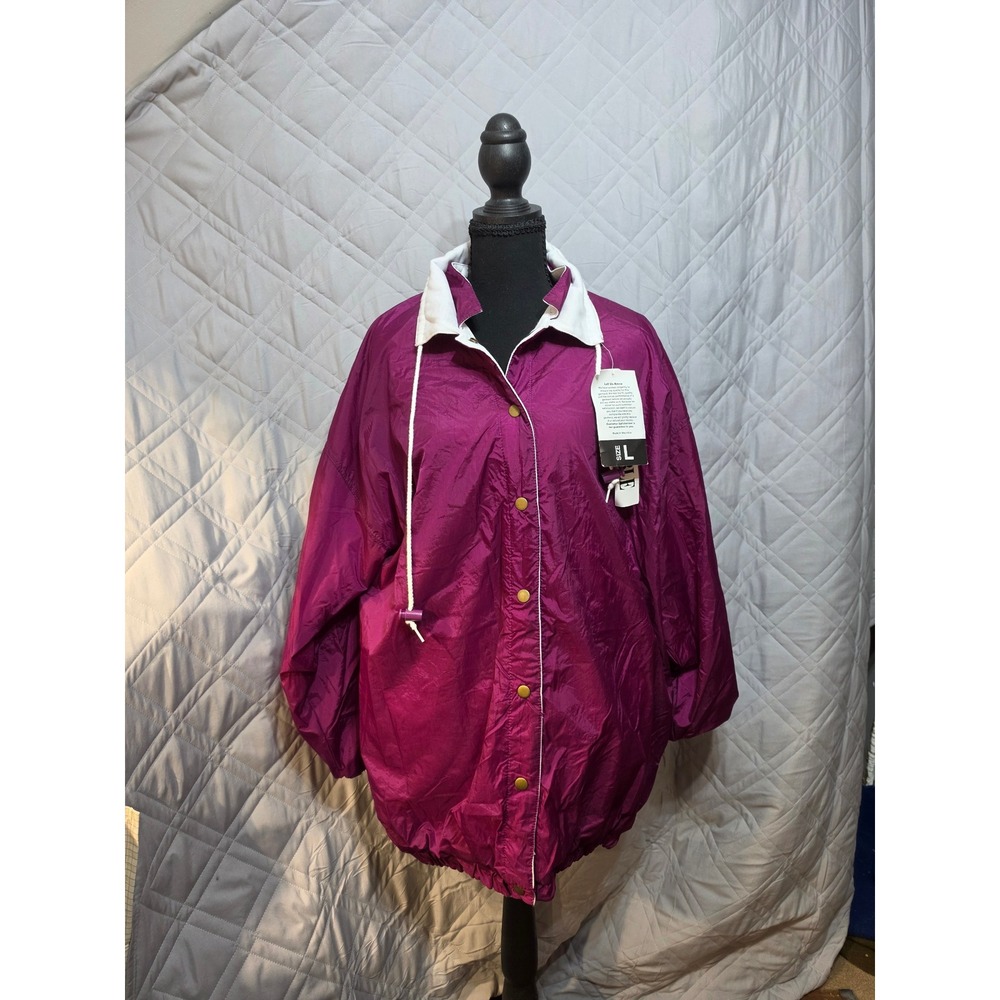 Simply Basic Reversible Jacket Magenta White Water Resistant Windbreaker Large